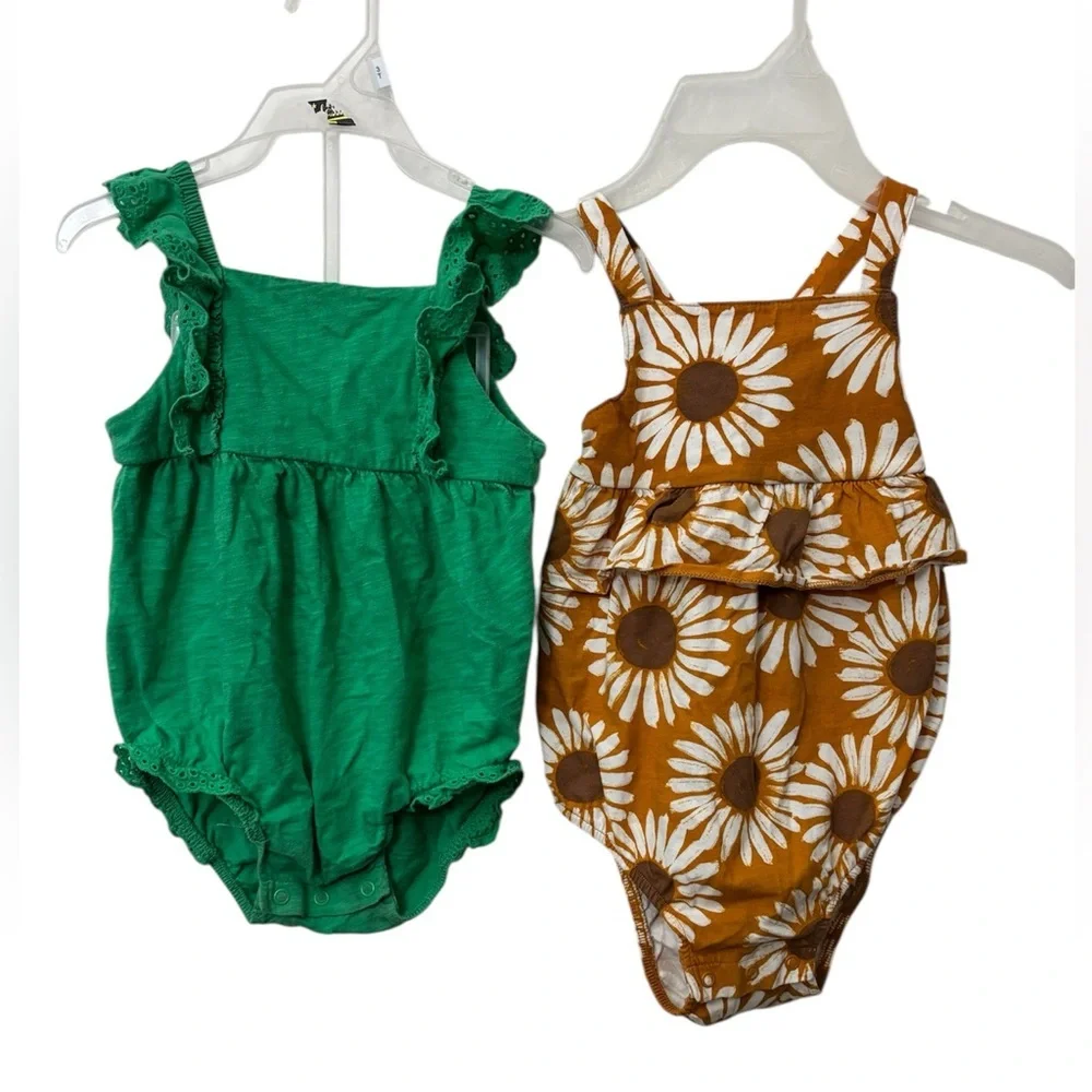 Bundle Carter's Green Ruffle Baby Romper